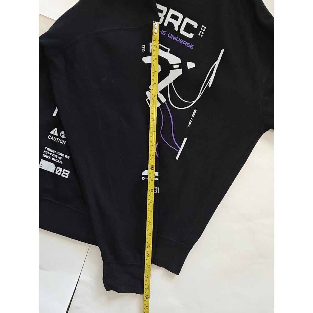 Men FBRC Black Zip-Up Hoodie Sweater Large White & Purple Graphics Pockets - Picture 13 of 15